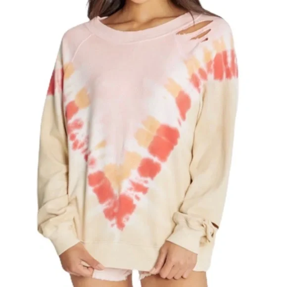 NWT WILDFOX GRAPEFRUIT SOMMERS INTENTIONALLY DISTRESSED SWEATSHIRT SZ SMALL - Picture 2 of 14